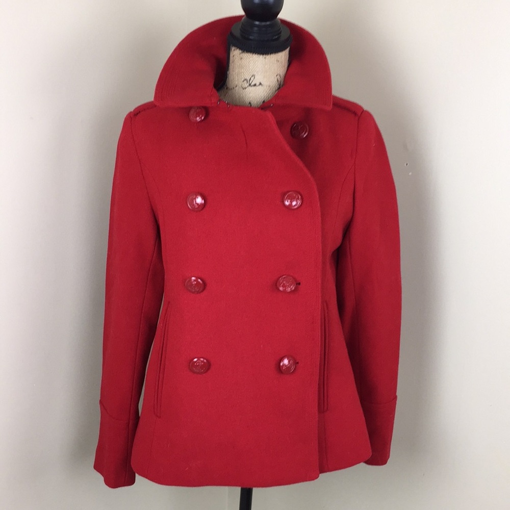 Red Double-Breasted Peacoat